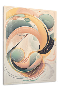 Teal and Coral Geometric Burst premium metal wall art – front view