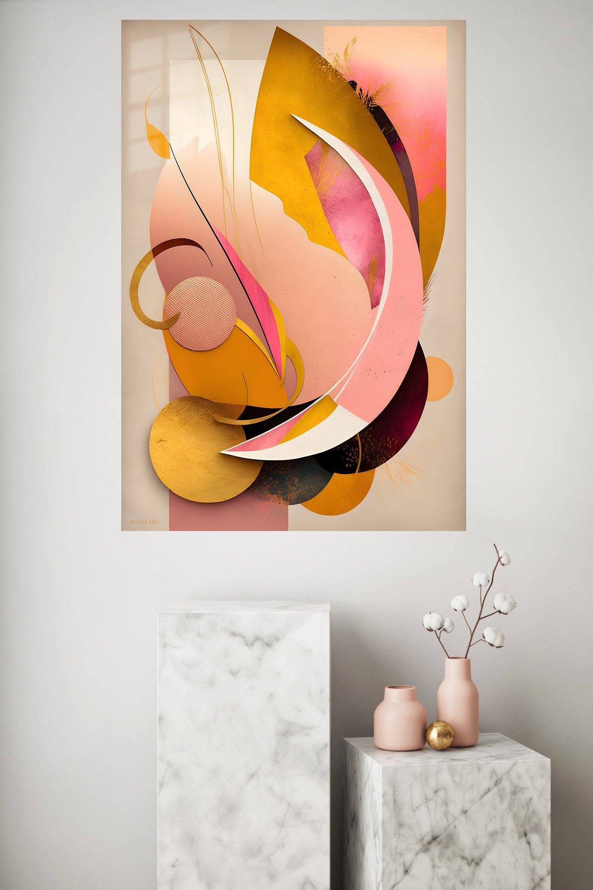 Layered Circle Geometry metal wall art displayed in a modern interior