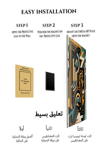 Magnetic mounting installation guide for Teal and Gold Orbital Geometry metal wall art