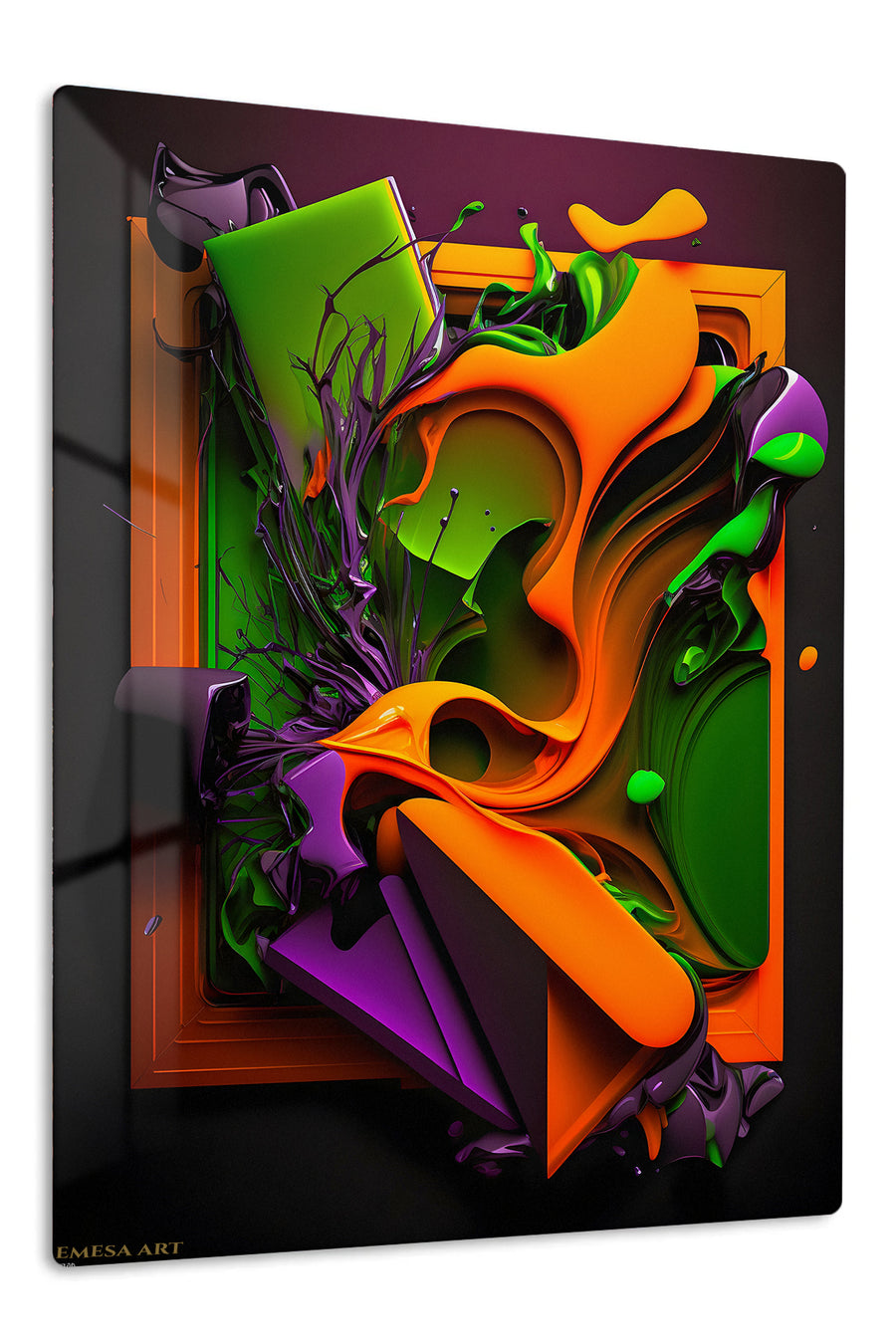 Faceted Mountain Forest premium metal wall art – front view