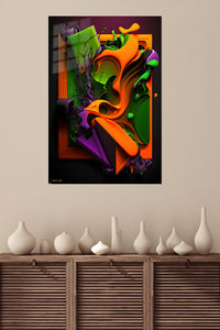Faceted Mountain Forest metal wall art displayed in a modern interior