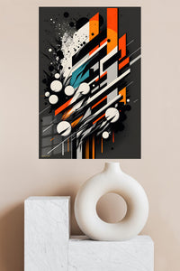 Teal and Gold Vertical Currents metal wall art displayed in a modern interior