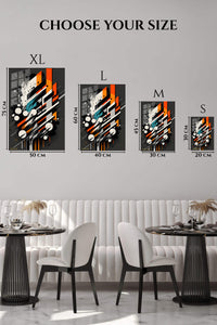 EMESA metal wall art size comparison guide for Teal and Gold Vertical Currents