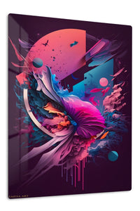 Teal and Gold Ascension premium metal wall art – front view