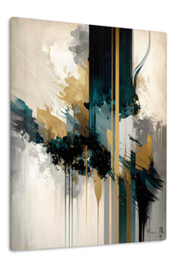 Teal and Gold Ascension premium metal wall art – front view