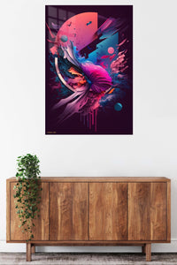 Teal and Gold Ascension metal wall art displayed in a contemporary living space