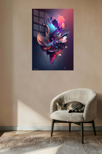 Golden Orbit Grid metal wall art displayed in a contemporary living space