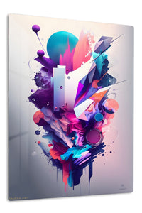 Neon Orbital Layers premium metal wall art – front view