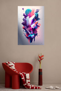 Neon Orbital Layers metal wall art displayed in a contemporary living space