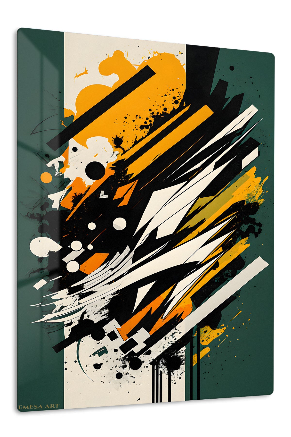 Gold Frame Abstract Collision premium metal wall art – front view