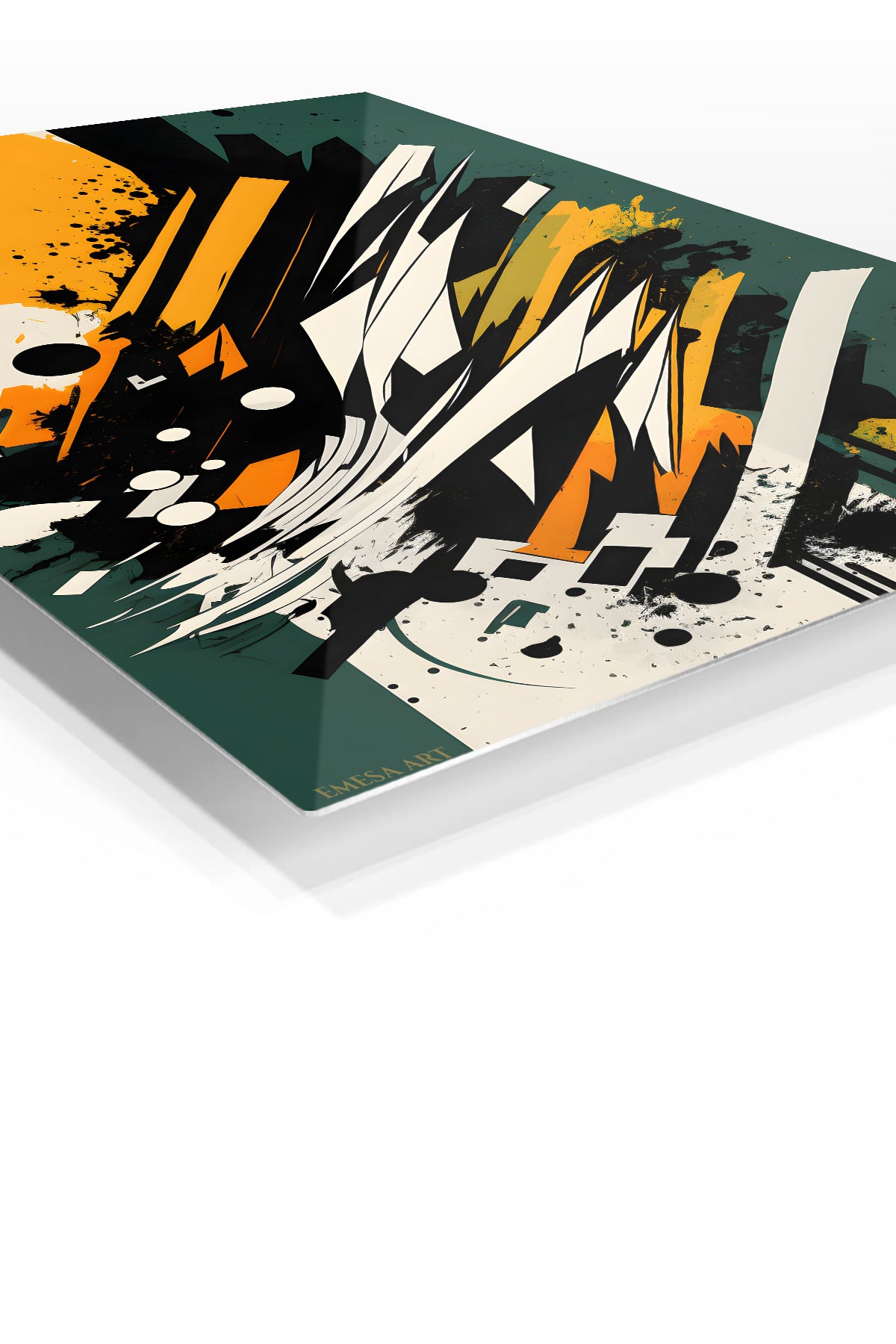 Gold Frame Abstract Collision premium metal wall art – angled view