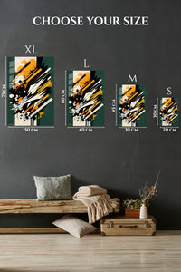 EMESA metal wall art size comparison guide for Gold Frame Abstract Collision