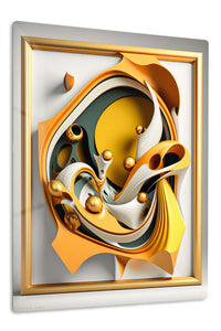 Orbiting Geometric Forms premium metal wall art – front view