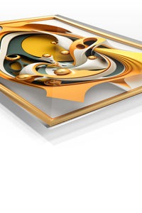 Orbiting Geometric Forms premium metal wall art – angled view