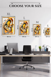 EMESA metal wall art size comparison guide for Orbiting Geometric Forms