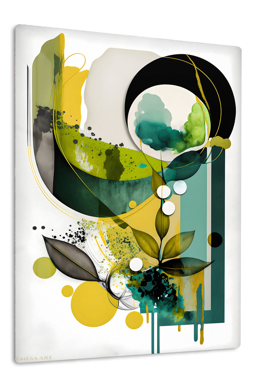 Twin Halo Geometry premium metal wall art – front view