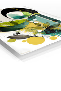 Twin Halo Geometry premium metal wall art – angled view