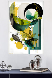 Twin Halo Geometry metal wall art displayed in a modern interior
