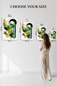 EMESA metal wall art size comparison guide for Twin Halo Geometry
