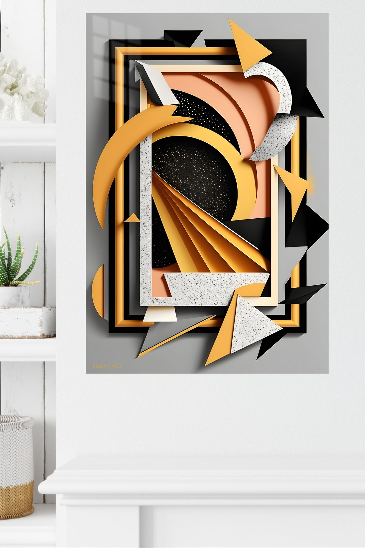 Botanical Orbit metal wall art displayed in a modern interior