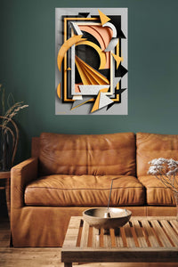 Botanical Orbit metal wall art displayed in a contemporary living space