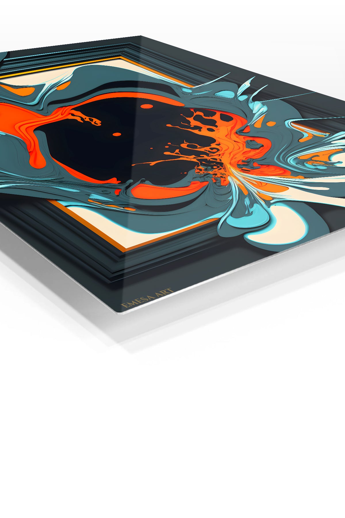 Smokebound Mountain Geometry premium metal wall art – angled view