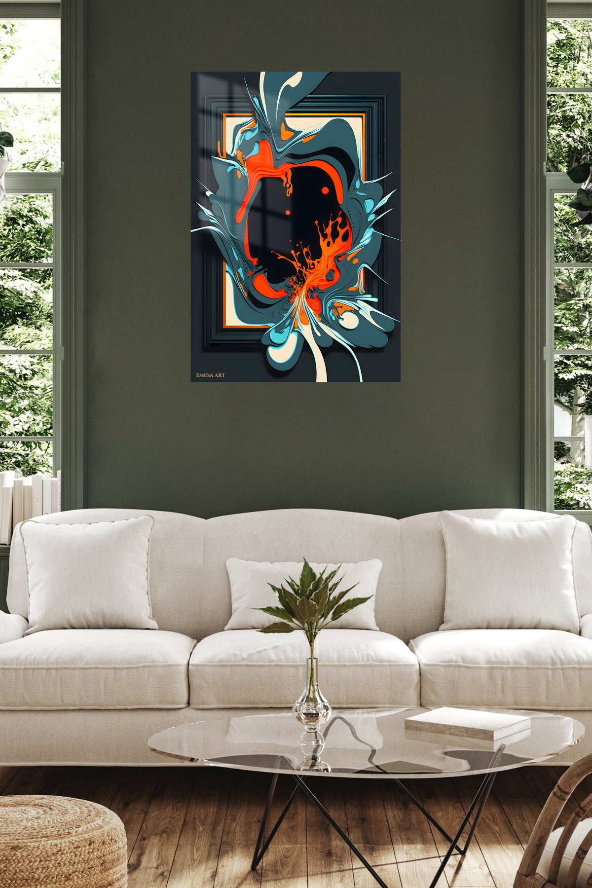 Smokebound Mountain Geometry metal wall art displayed in a contemporary living space