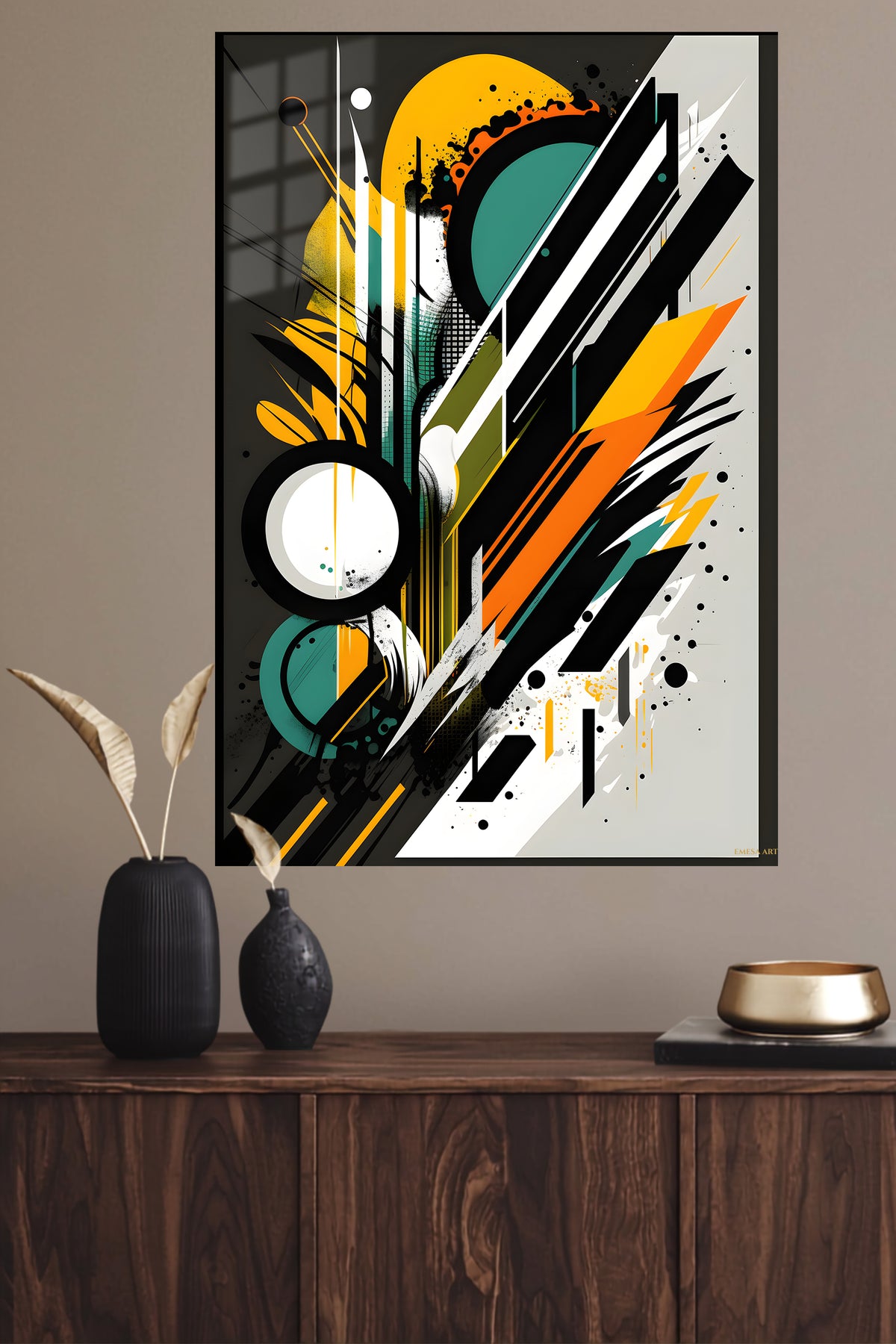 Neon Nested Squares metal wall art displayed in a modern interior