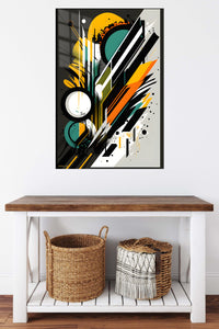 Neon Nested Squares metal wall art displayed in a contemporary living space