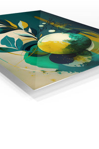 Amber Botanical Orbit premium metal wall art – angled view
