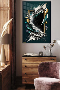 Crimson Botanical Geometry metal wall art displayed in a contemporary living space