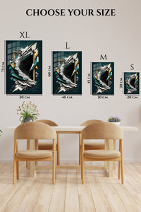 EMESA metal wall art size comparison guide for Crimson Botanical Geometry