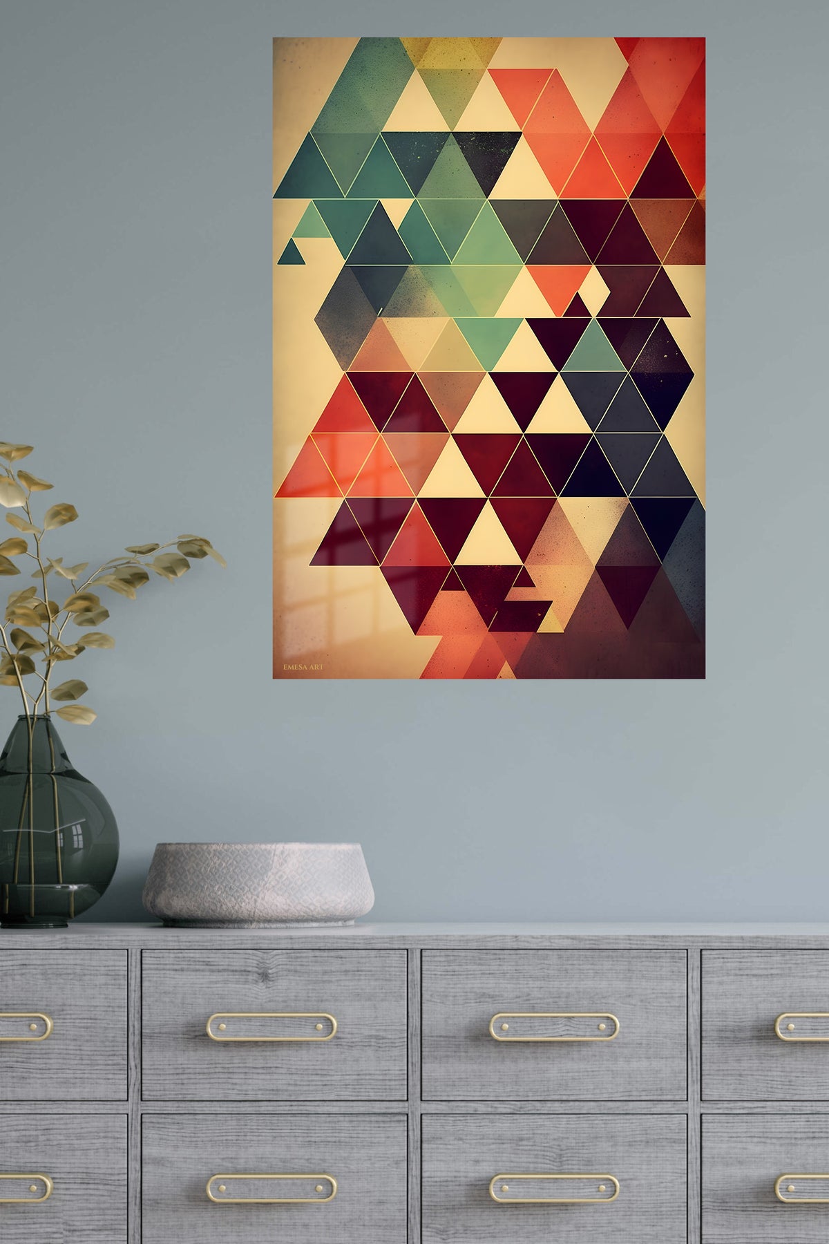 Fragments of the Mountain Passage metal wall art displayed in a modern interior