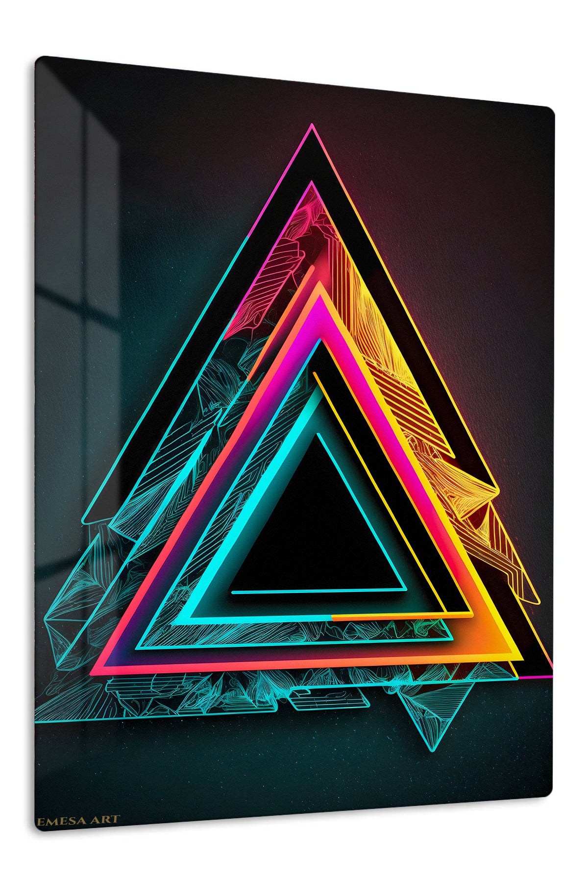 Golden Orbit Geometry premium metal wall art – front view