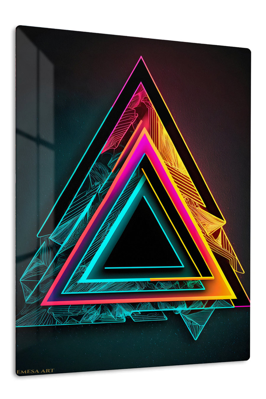 Golden Orbit Geometry premium metal wall art – front view