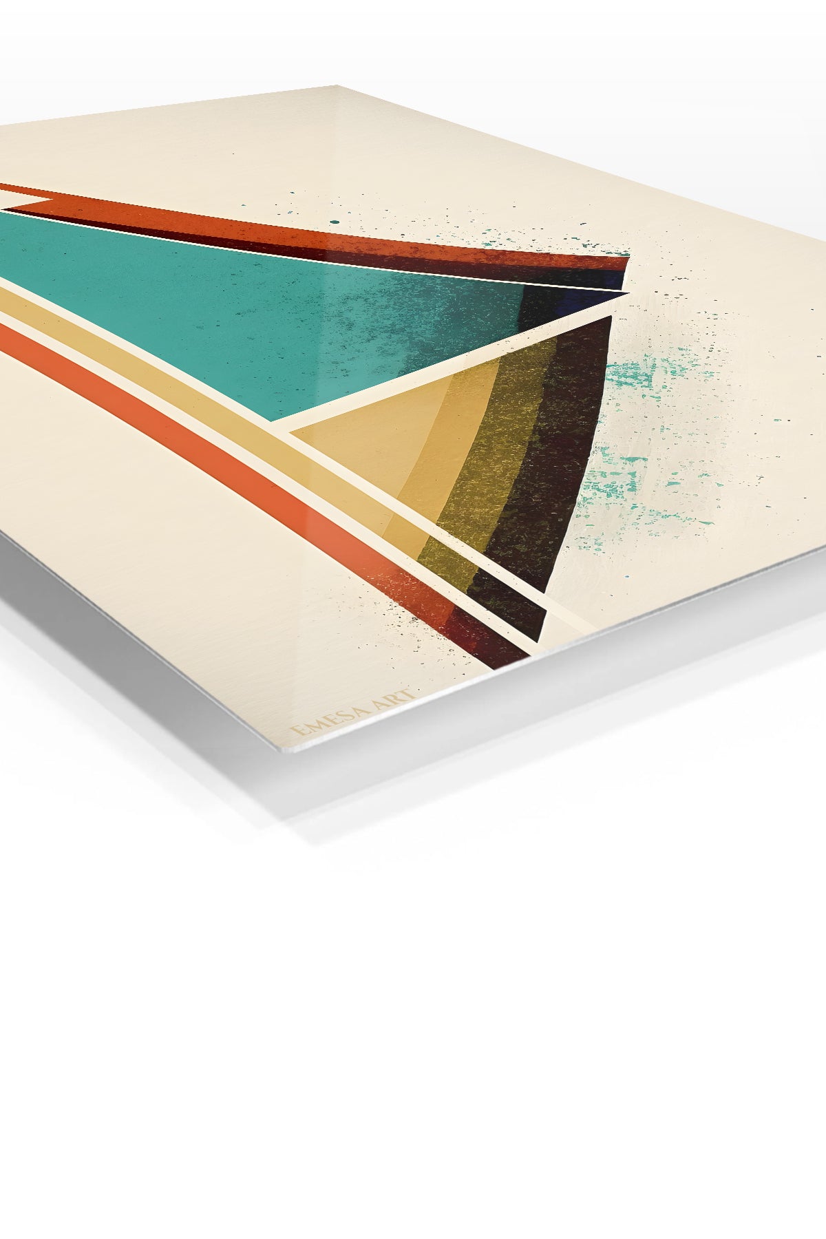 Layered Geometric Botanical Rhythm premium metal wall art – angled view