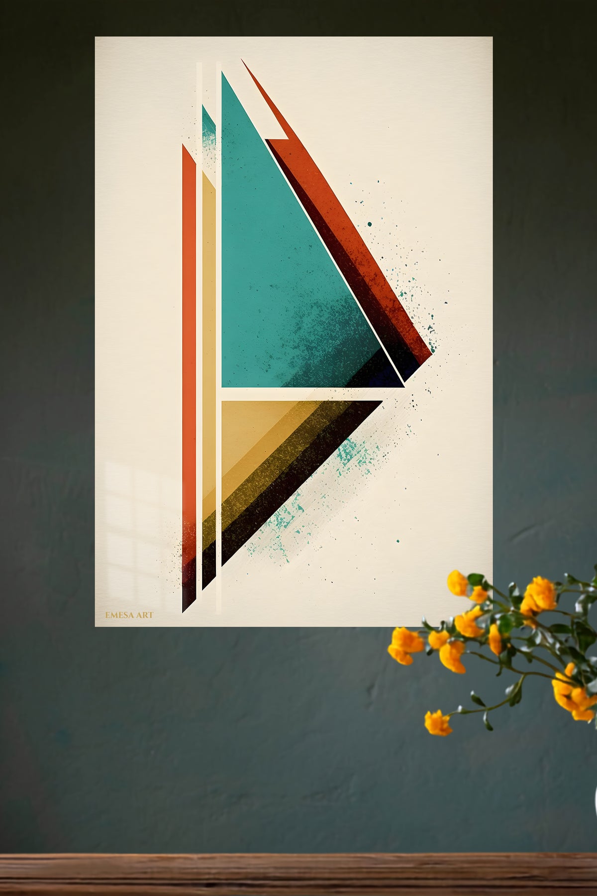 Layered Geometric Botanical Rhythm metal wall art displayed in a modern interior