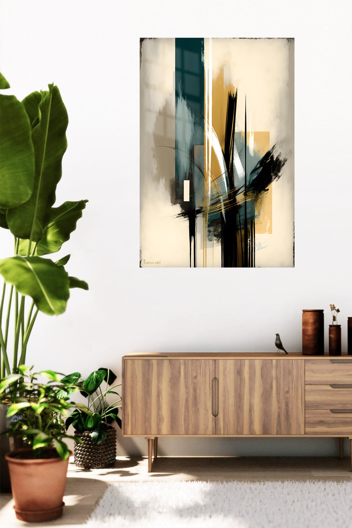 Chromatic Cube Cascade metal wall art displayed in a contemporary living space