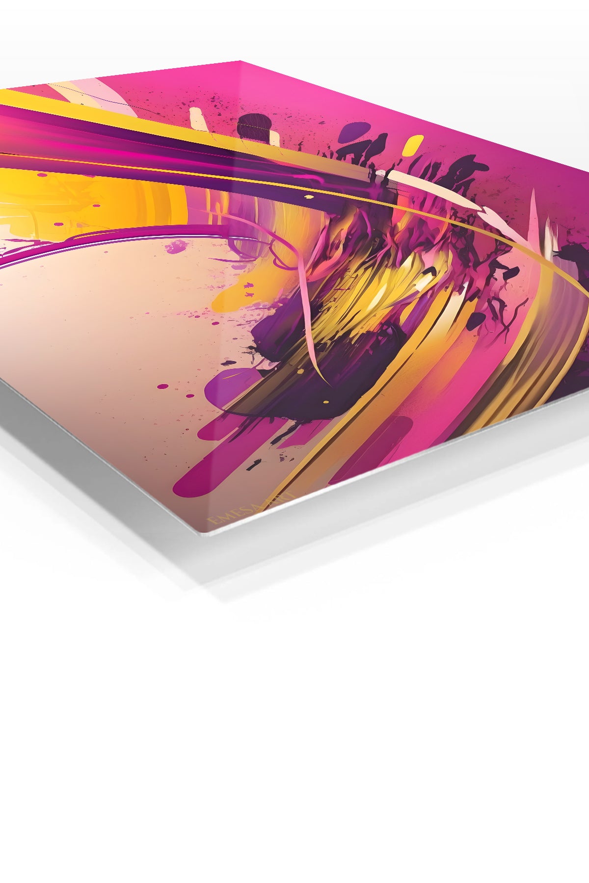 Gilded Orbital Geometry premium metal wall art – angled view