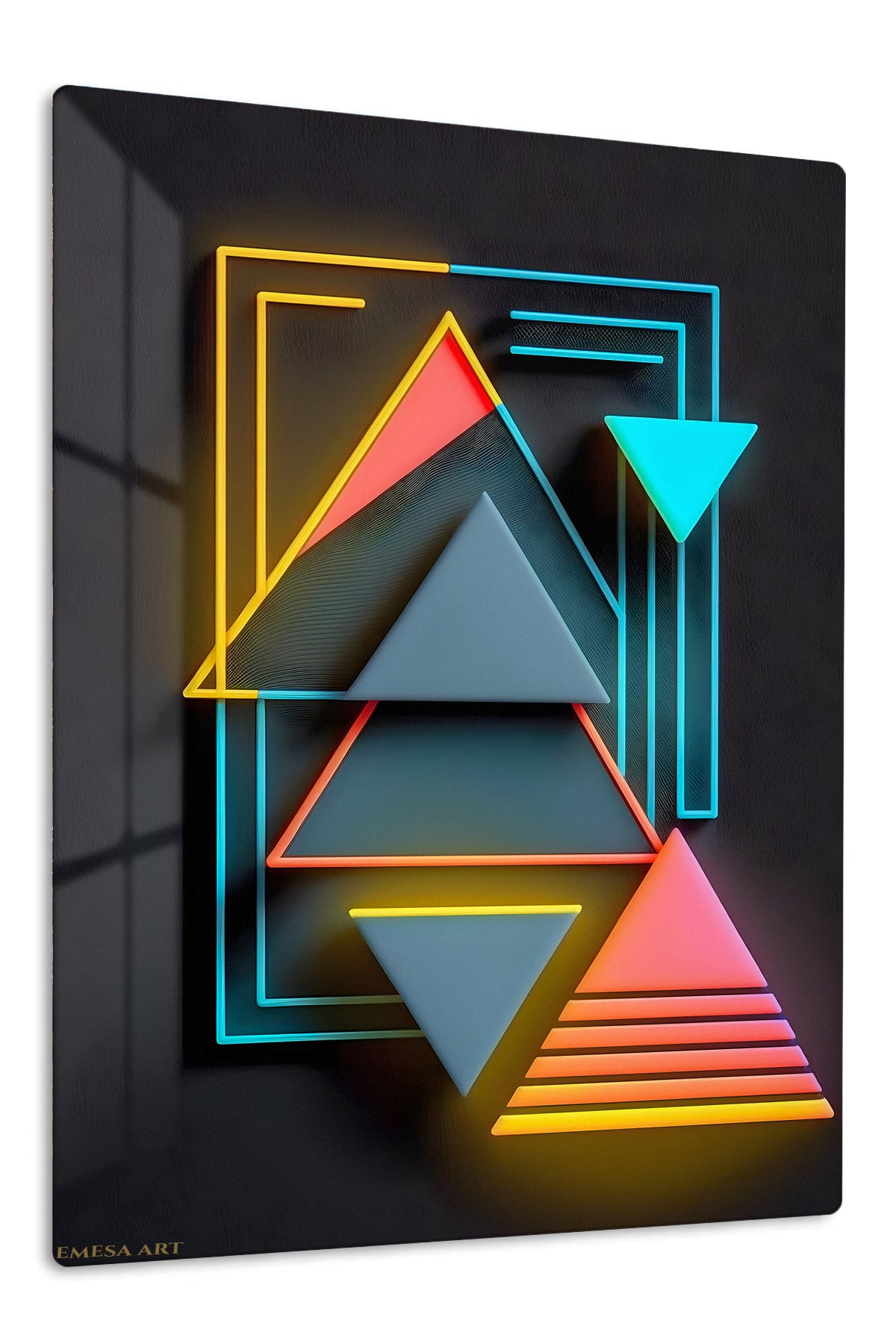 Neon Drip Dimension premium metal wall art – front view