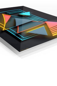 Neon Drip Dimension premium metal wall art – angled view