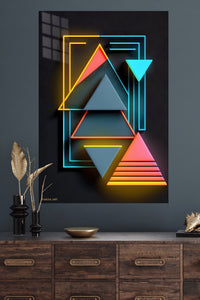 Neon Drip Dimension metal wall art displayed in a modern interior