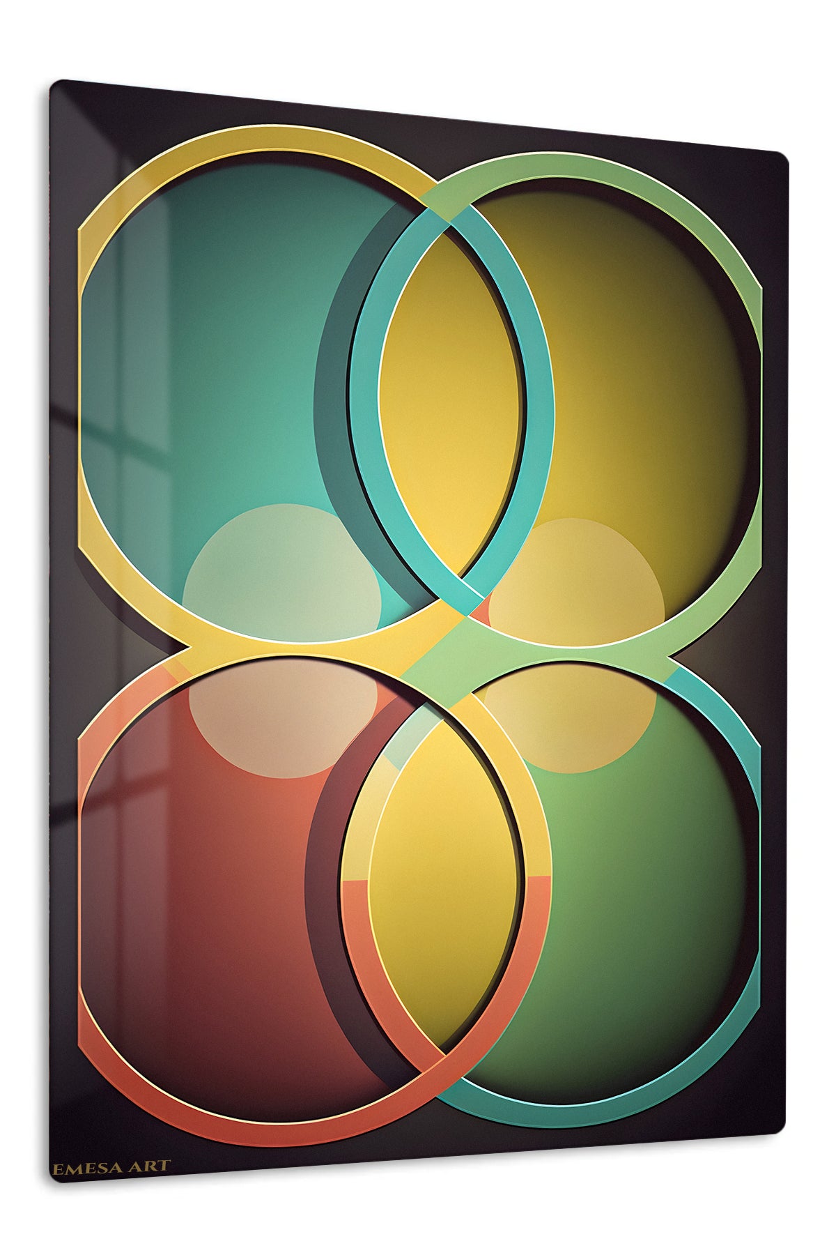 Neon Prism Geometry premium metal wall art – front view