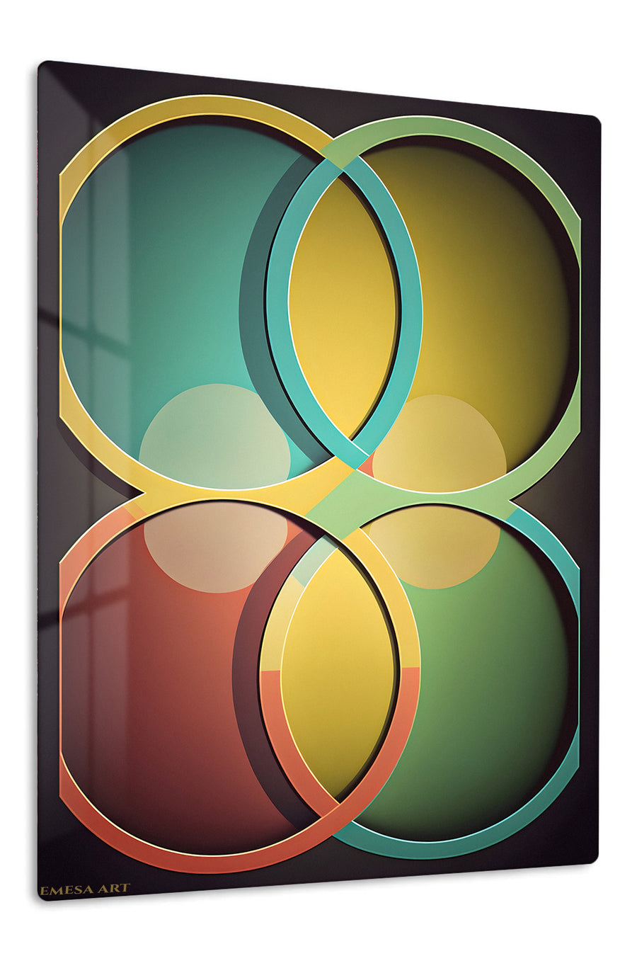 Neon Prism Geometry premium metal wall art – front view