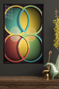 Neon Prism Geometry metal wall art displayed in a modern interior