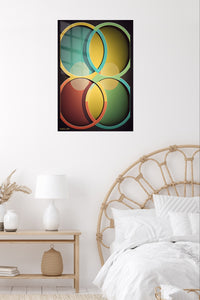 Neon Prism Geometry metal wall art displayed in a contemporary living space