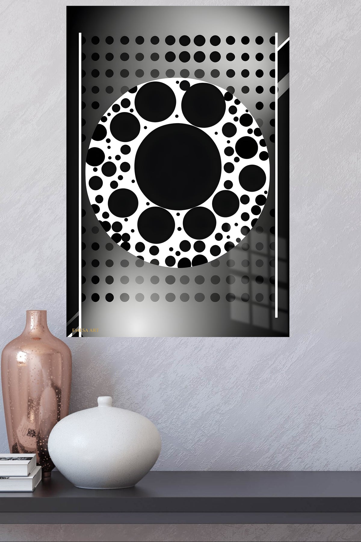 Magenta Ribbon Surge metal wall art displayed in a modern interior