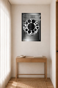 Magenta Ribbon Surge metal wall art displayed in a contemporary living space