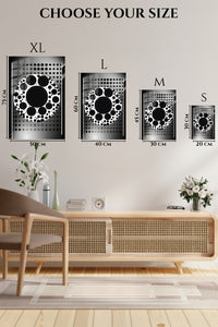 EMESA metal wall art size comparison guide for Magenta Ribbon Surge