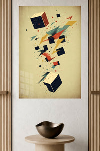 Celestial Triangle Balance metal wall art displayed in a modern interior